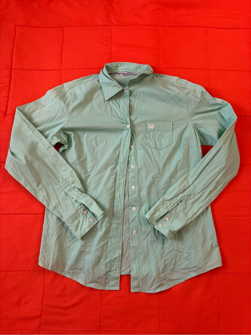Cinch Shirt Womens Large Green Button Up Long Sleeve Rodeo Cowgirl
